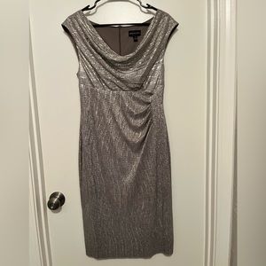 Connected Apparel LISA GOLD FAUX WRAP DRESS